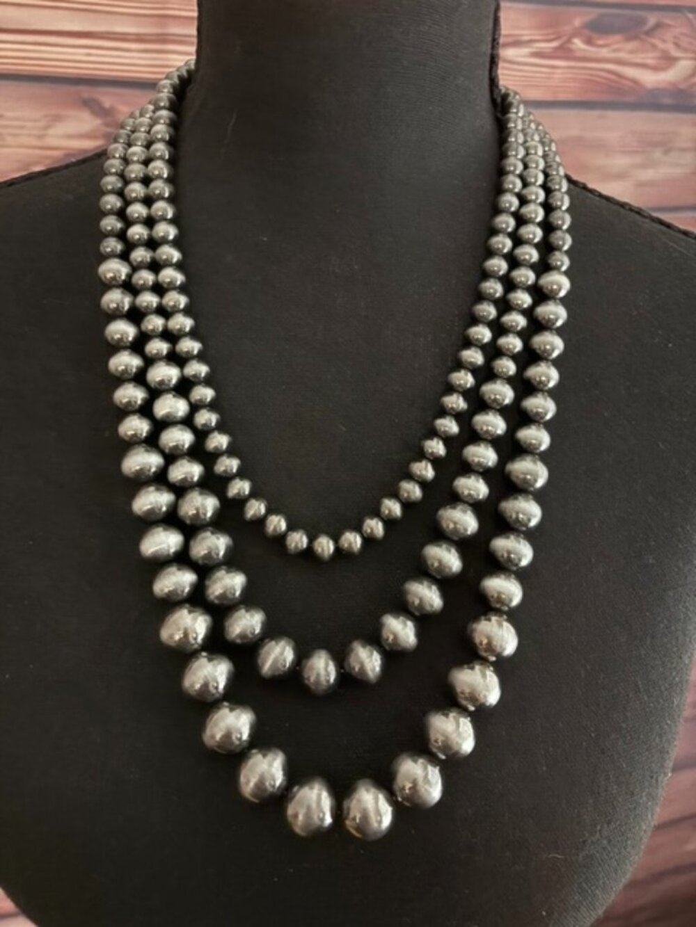 Tipi Western Faux Navajo Pearl 3 Strand Layered Necklace NWT
